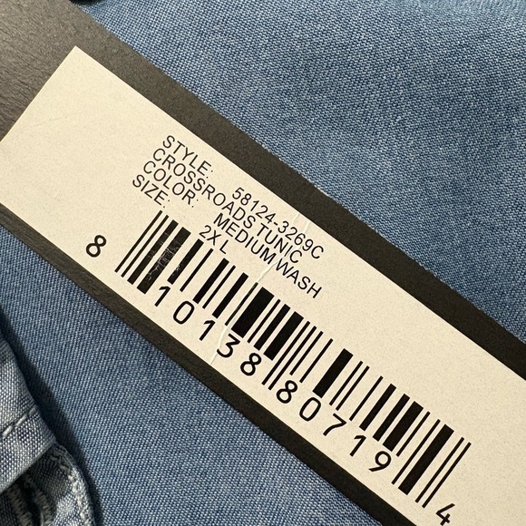 Stella Carakasi Crossroads Tencel Blue Shades Tunic. Asymmetrical Hem, Pockets - Picture 9 of 16